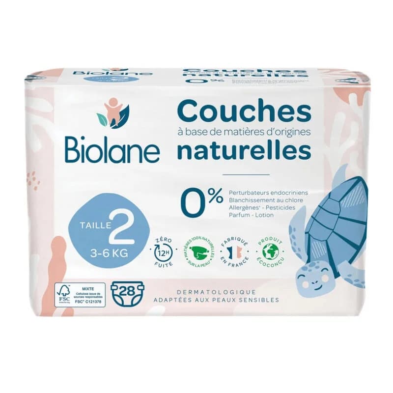 Bébé au Sec : Couches Biolane Natural 12h Anti-Fuite