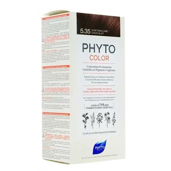 Phyto صبغة الشعر العشبية فيتو فيتوكولر 5.35 كستنائي فاتح دوري أكاجو بتركيبة جديدة