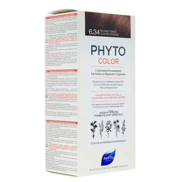 Phyto صبغة شعر فيتو فيتوكولر العشبية 6.34 ذهبي نحاسي داكن، تركيبة جديدة