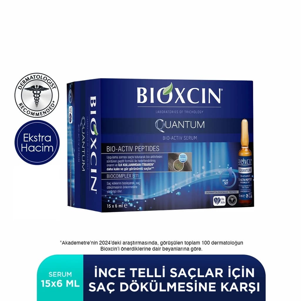 Bioxcin أمبولات سيروم بيوكسين كوانتم المضادة لتساقط الشعر، 15 × 6 مل