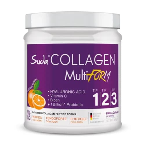 Suda Collagen سودا كولاجين متعدد الأشكال بنكهة البرتقال، غذاء مكمل غذائي 360 جم