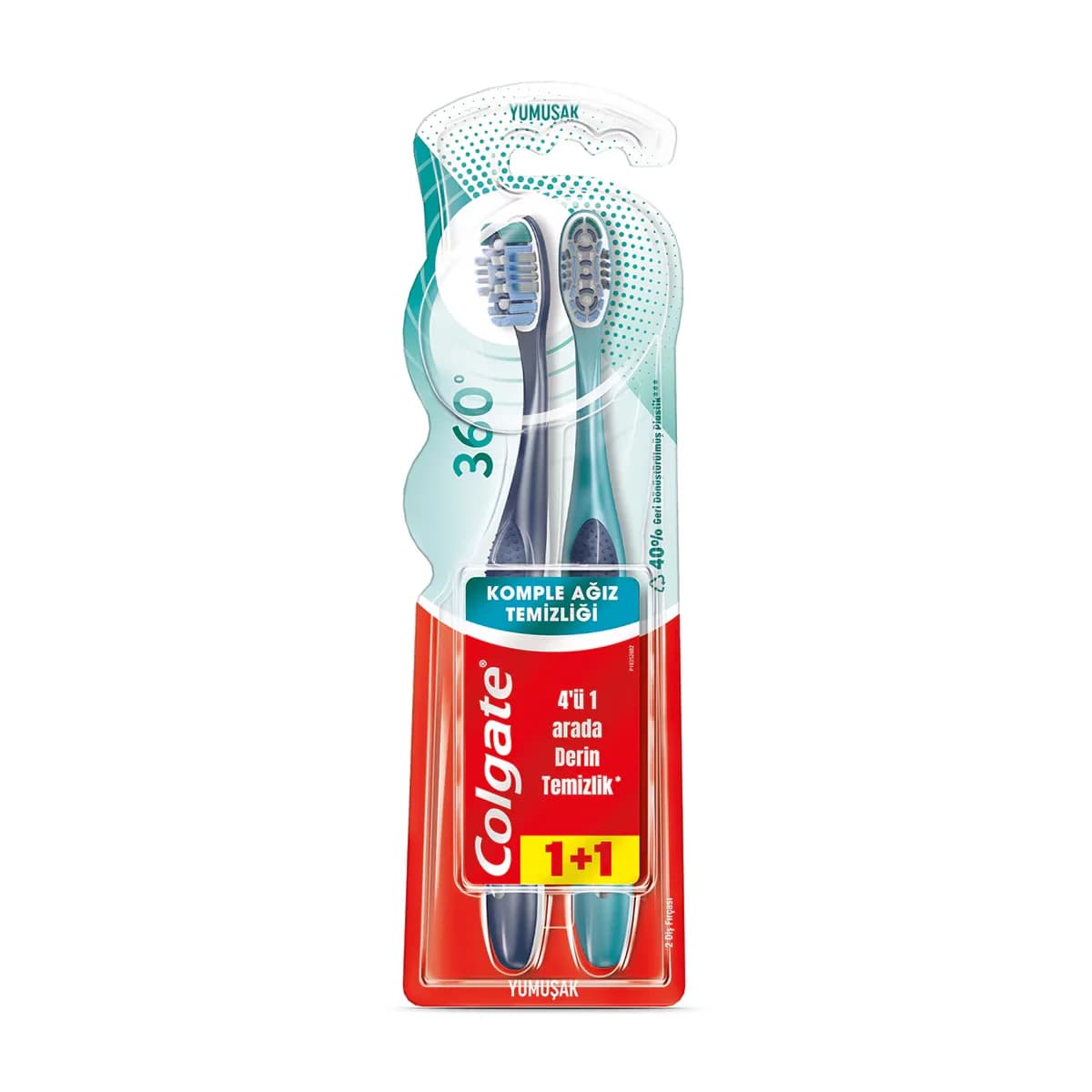 Colgate فرشاة أسنان كولجيت 360 لتنظيف الفم بالكامل 1+1 ناعمة