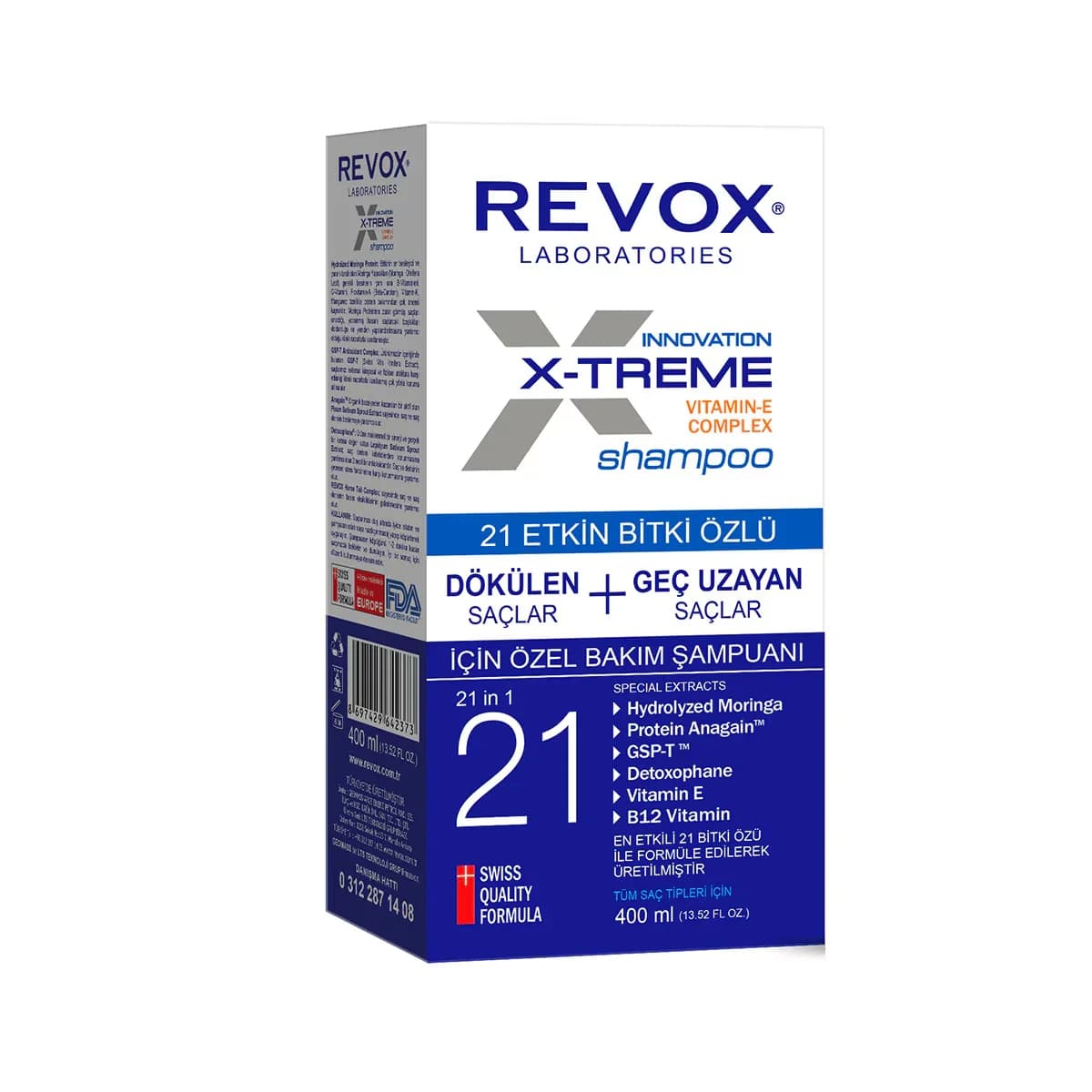 Revox شامبو ريفوكس إكستريم 21 بخلاصة النباتات النشطة لعلاج تساقط الشعر 400 مل