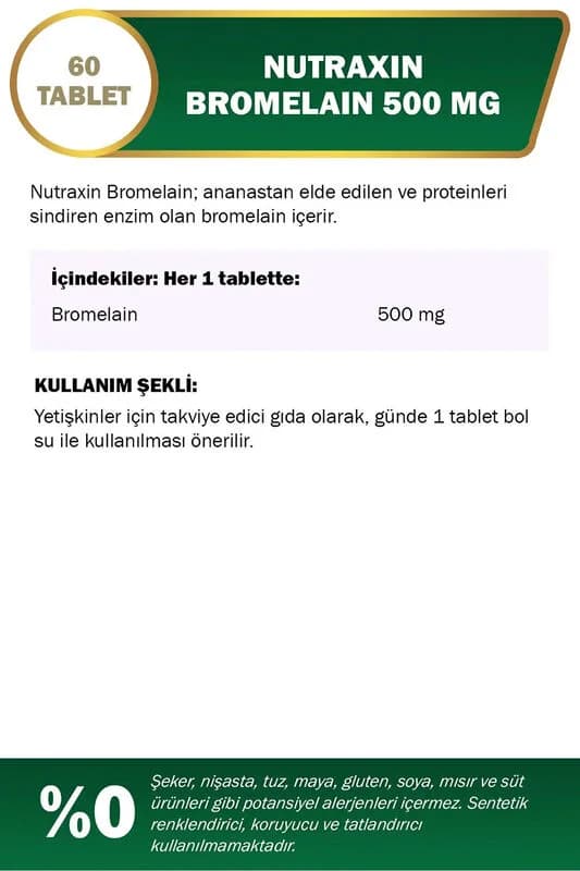 Nutraxin نيوتراكسين بروميلين 60 قرصًا مكملًا عشبيًا