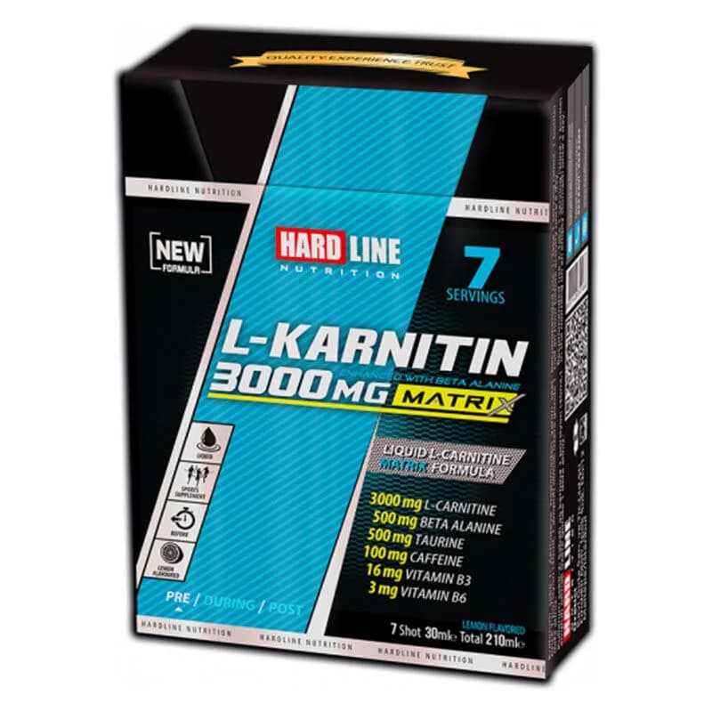 Hardline هاردلاين إل-كارنيتين 3000 ملغ ماتريكس ليمون 7 قطع