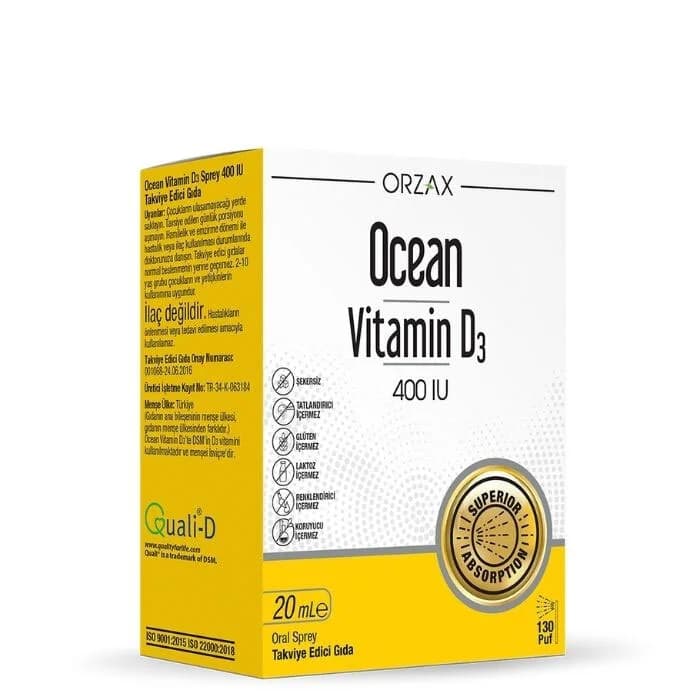 Orzax بخاخ أورزاكس أوشن فيتامين د3 400 وحدة دولية 20 مل