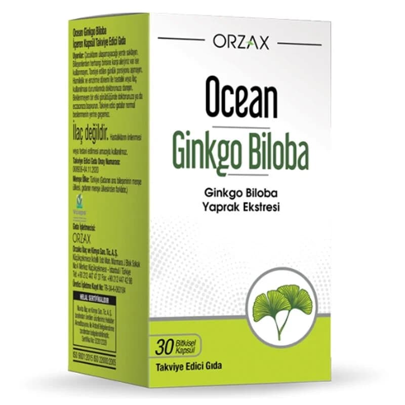 Orzax أورزاكس أوشن جينكو بيلوبا، غذاء مكمل غذائي، 30 كبسولة عشبية