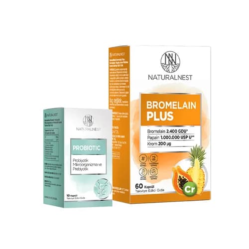 Naturalnest Bromelain Plus 60 Capsules + Probiotic 10 Capsules