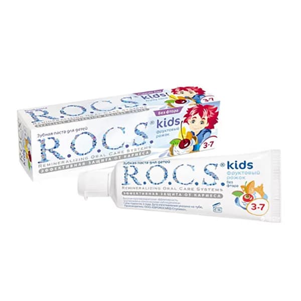 ROCS Kids 3-7 Years Fruity Children's Toothpaste (Fruit Cone) 35ml