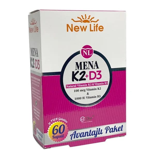 New Life Mena K2+D3 Dietary Supplement 60 Capsules