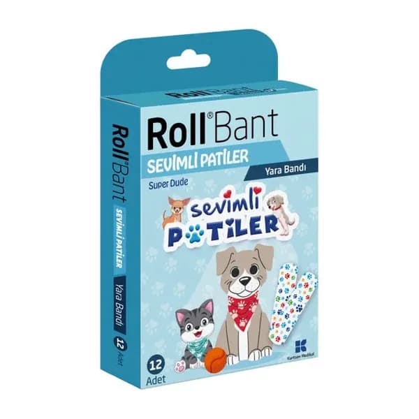 Rollbant Cute Paws Adhesive Bandage 12 pcs