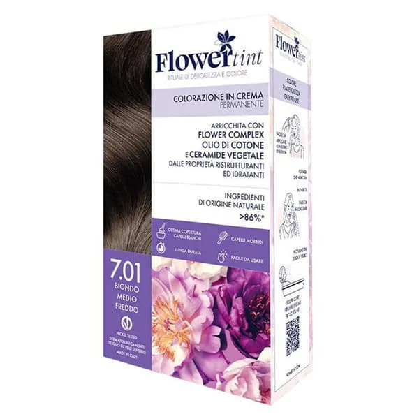 Flowertint Cream Color Hair Dye Kit 7.01 Medium Cool Blonde