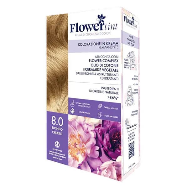 Flowertint Cream Color Hair Dye Kit 8.0 Light Blonde