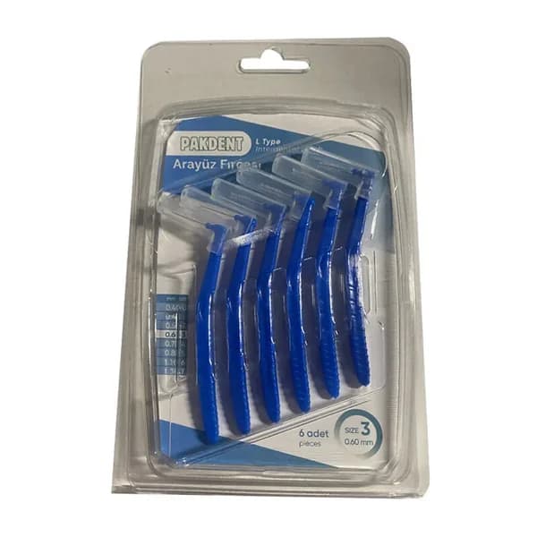 Pakdent L Type Interdental Brush - Blue 0,60 mm