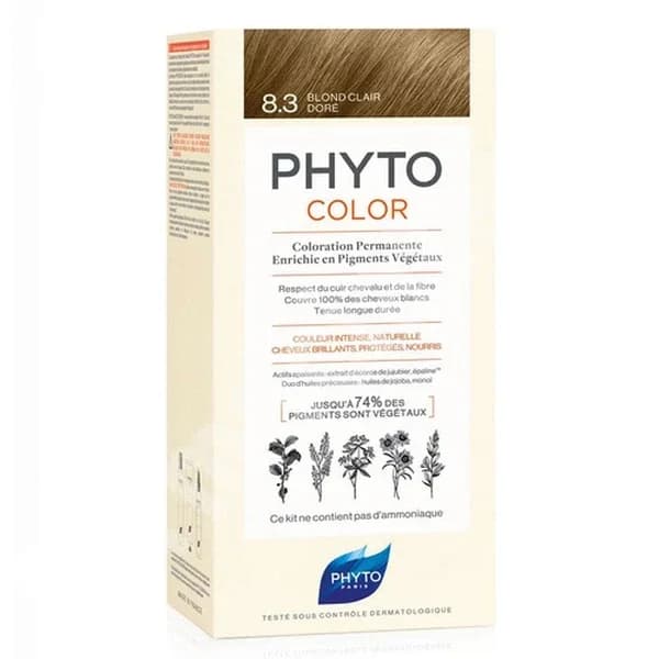 Phyto صبغة الشعر العشبية فيتو فيتوكولر 8.3 أصفر ذهبي تركيبة جديدة