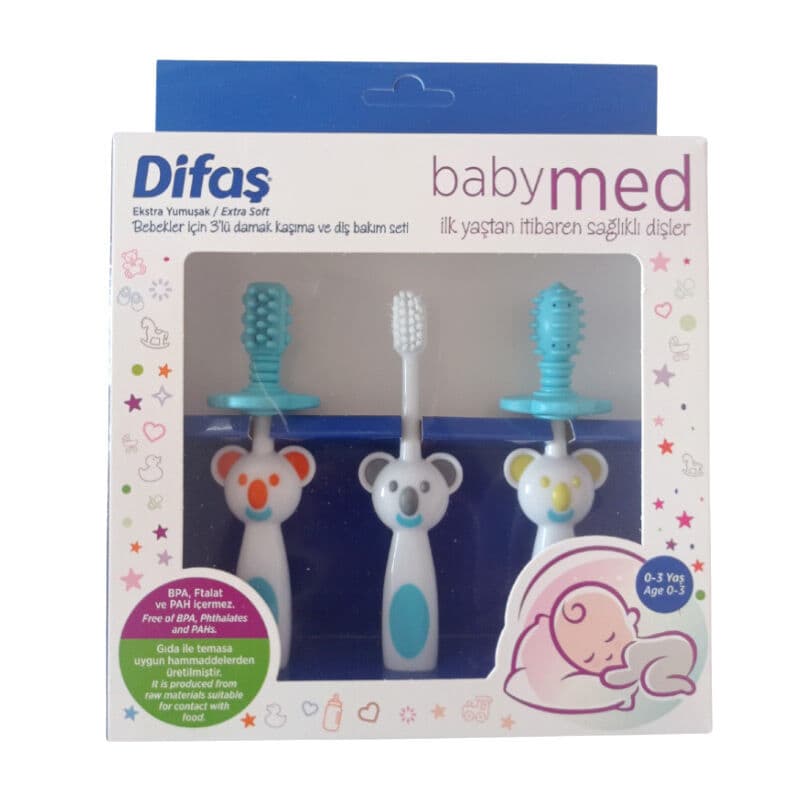 Difaş Babymed Blau Zahnpflegeset für Säuglinge und Kleinkinder
