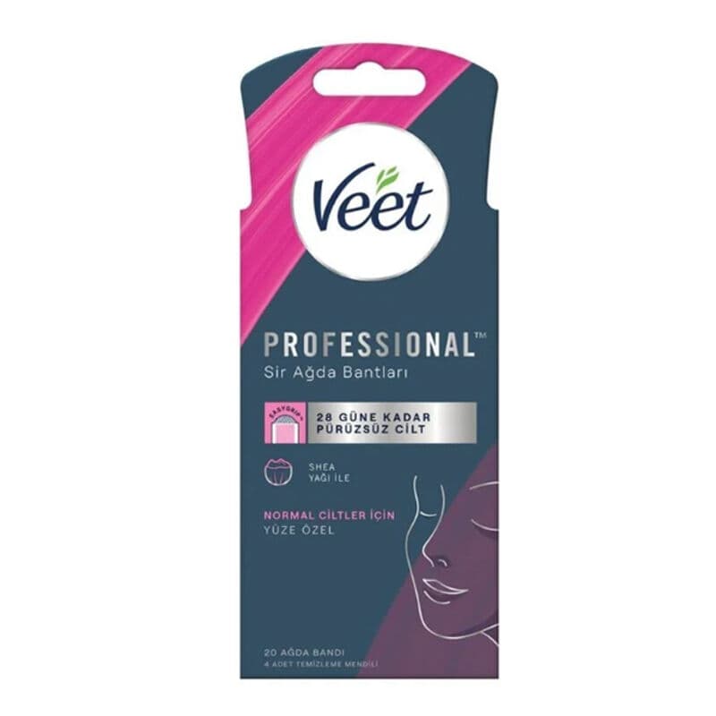Veet شرائح شمع فيت بروفيشنال للبشرة العادية مخصصة للوجه، 20 قطعة